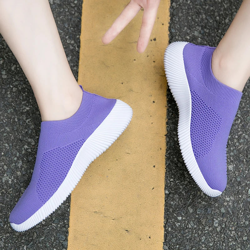 Moipheng 2023 Damskie trampki wulkanizowane, skarpetkowe sneakersy, letnie wsuwane płaskie buty damskie, mokasyny w dużych rozmiarach, buty do chodzenia