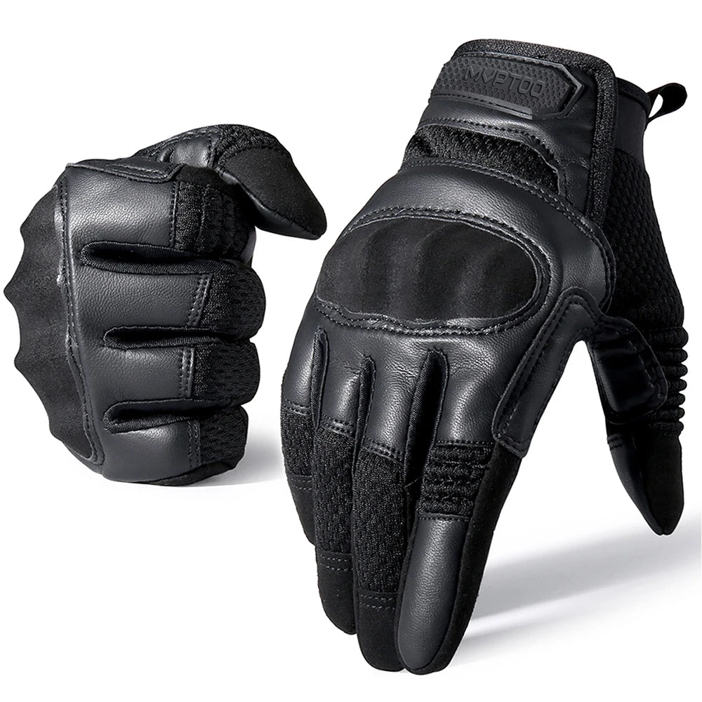 Tactical Full Finger Gloves PU Leather Airsoft Combat Paintball Hunting Work Bicycle Touch Screen Anti-Skid Protective Gear Men