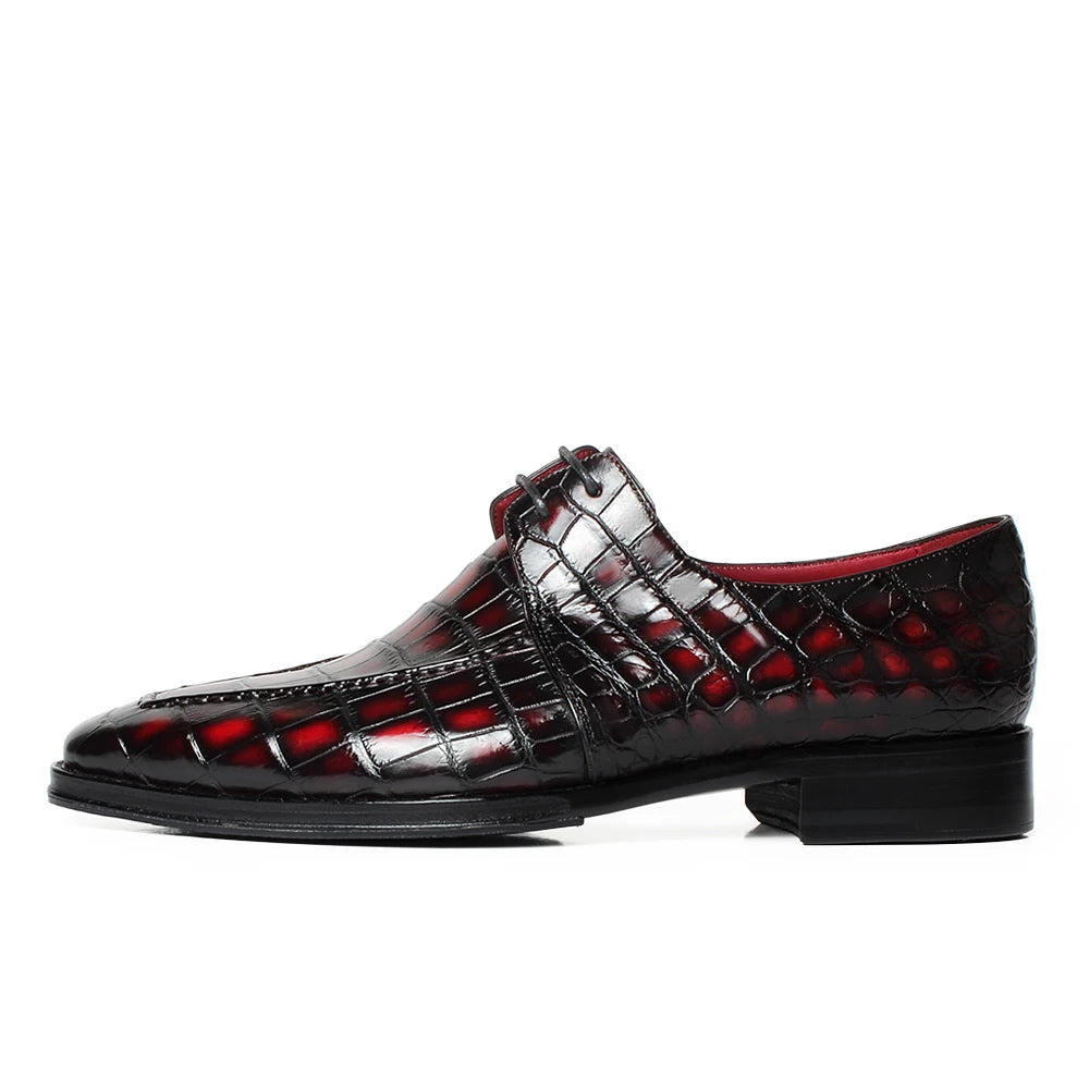 Zapatos de vestir para hombre de piel de cocodrilo, estilo Derby - Duraderos, cómodos, transpirables y elegantes