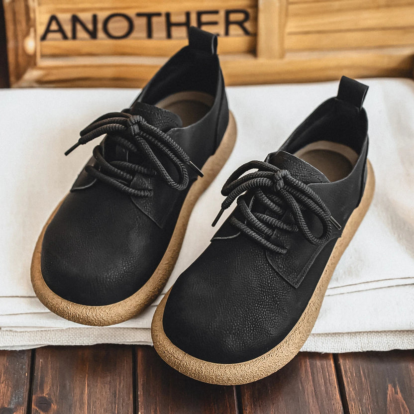 Men Plus Size Retro British Style PU Leather Shoes Ankle Comfortable Foot Feel Casual Shoe Wear-Resistant Outsole Walking Shoes