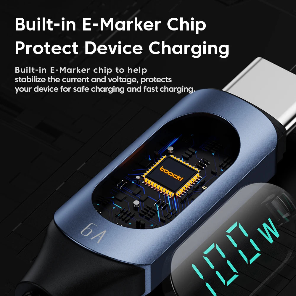 Toocki 100W USB-C to USB-C PD Fast Charging Cable with Display