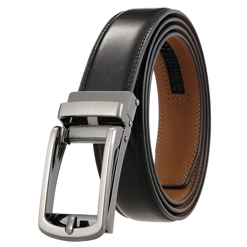 Cinturón de piel auténtica para hombre 2022, hebilla automática de aleación dura, cinturón de negocios de piel de vaca natural de 31 mm, fajín sin agujeros para traje masculino