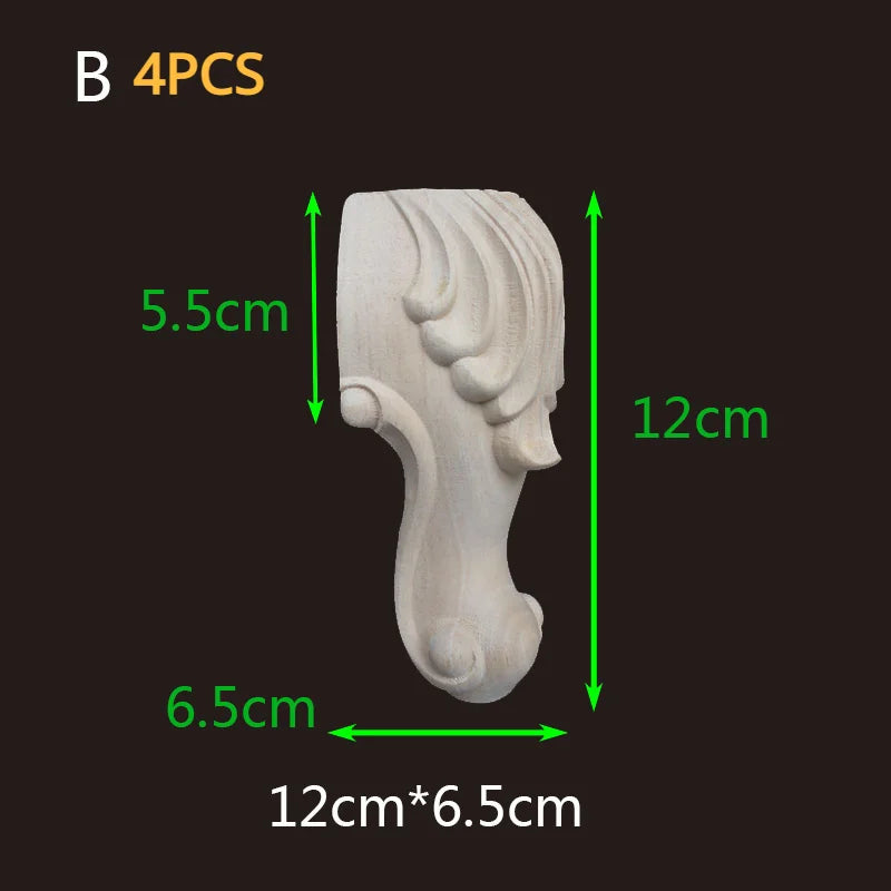 2-4pcs Wood Furniture Legs Sofa Couch Chair Ottoman Loveseat Coffee Table Cabinet Feet Bun Foot Wood Bend Appliques Onlays