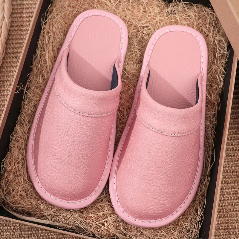 Vattentäta tofflor i konstläder för män, vintertofflor med päls för inomhusbruk, herrtofflor, tofflor för sovrummet, plus size 47 48