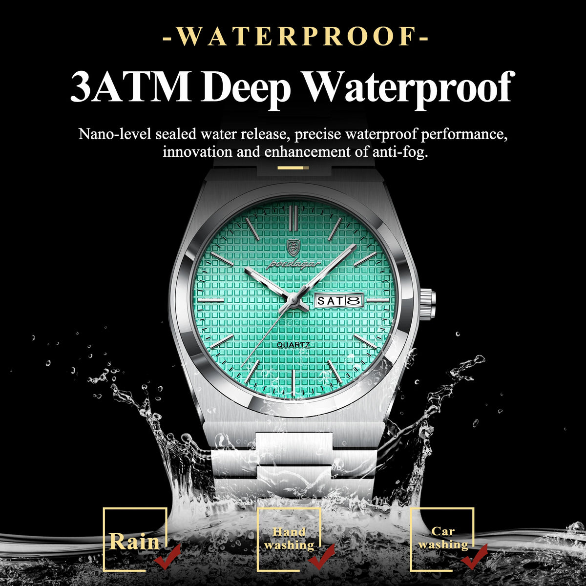 POEDAGAR Fashion Couple Watch Waterproof Stainless Steel Men Wristwatch Luminous Date Week Quartz Watches for Boyfriend+Gift Box