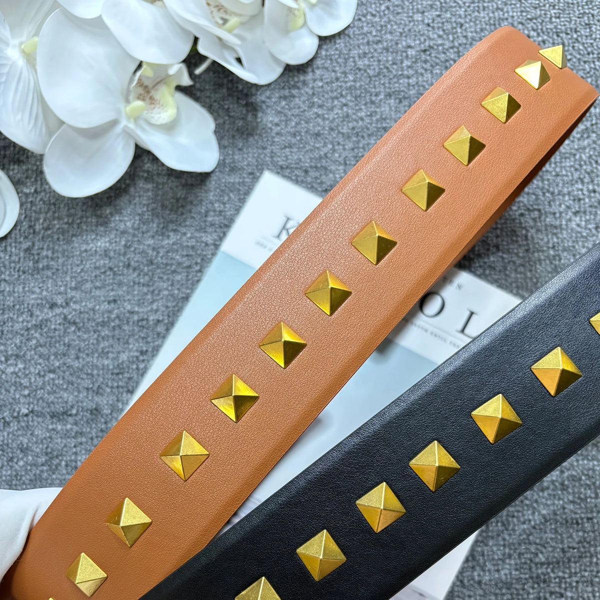 Belt Women's Leather Rivet Decorative Dress Coat Belt Belt Designer Fashion Show Repair Waist Seal Abdominal Belt
