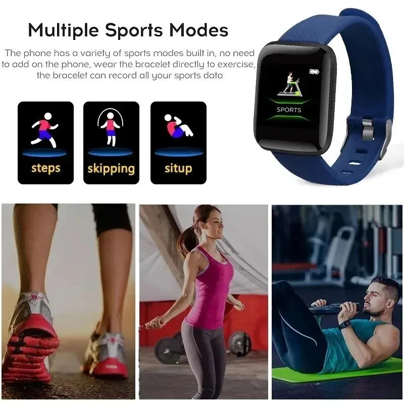 Novedad 2024 Smartwatch multifunción para niños, hombres y mujeres, recordatorio de mensajes, control de música, deporte, pasos, calorías, reloj inteligente 116 con despertador