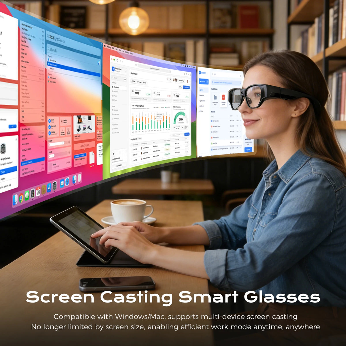 Domars AIR3 AR Smart Glasses 16MP Camera AI Real-Time Text Translation 1080P Virtual Screen Augmented Reality With Ring