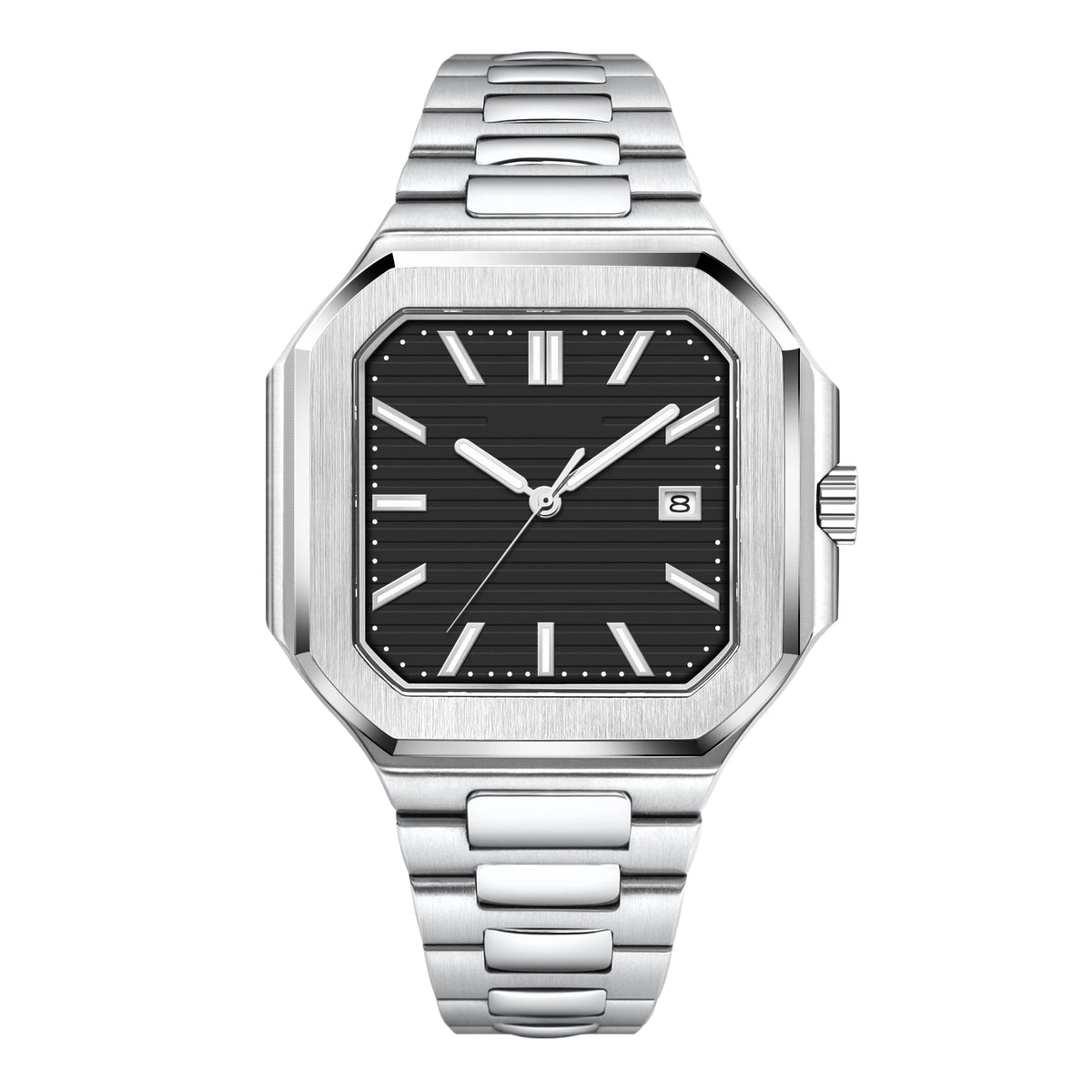 Customized Logo 44.5MM Mechanical Square Steel Case Aseptic Watch Automatic Movement NH35 Fashion Date Gift Men's Watch Corgeut