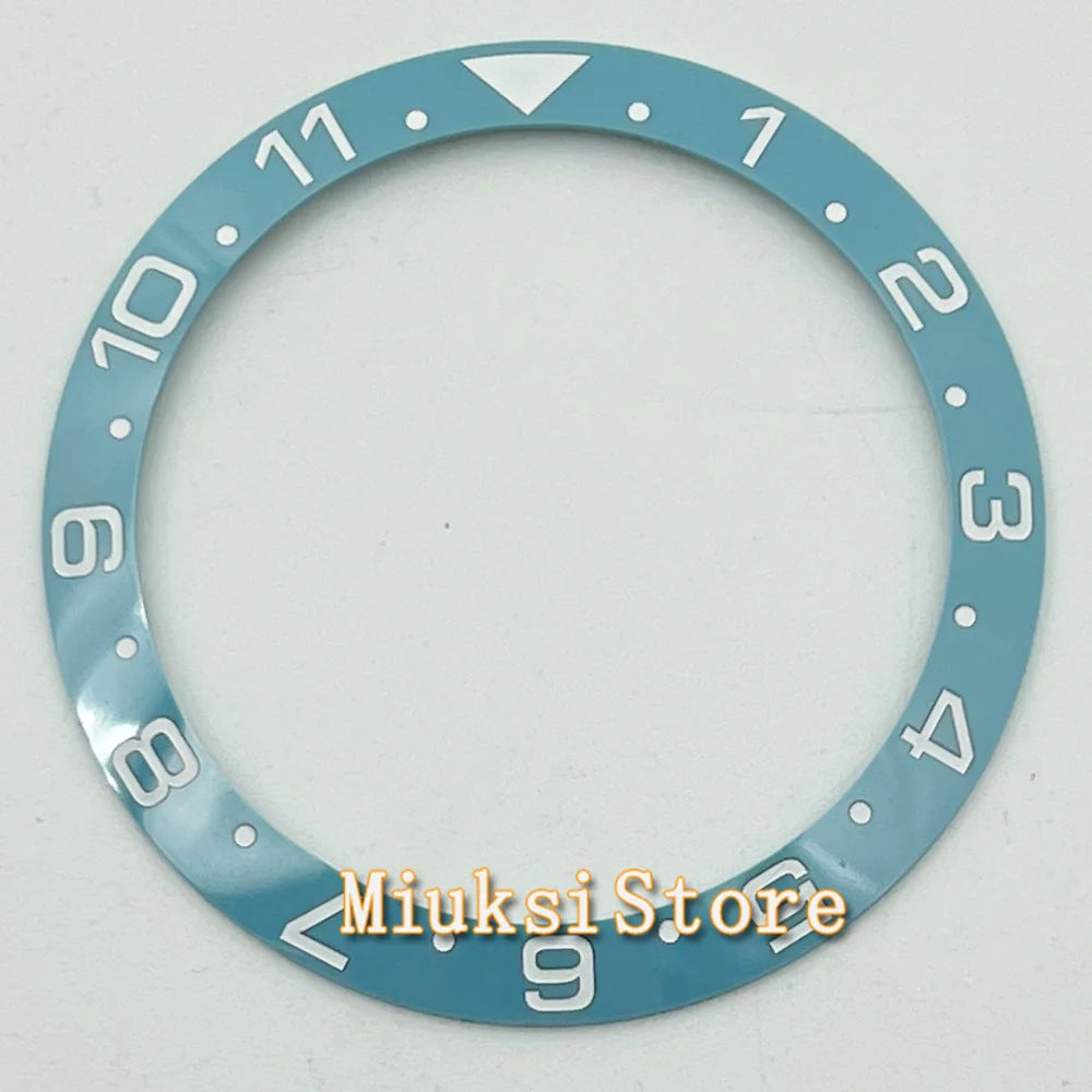 Inserto de bisel de cerámica negro, azul, blanco y verde de 38 mm para reloj automático para hombre Submariner de 40 mm