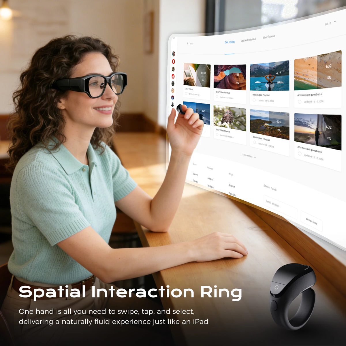 Domars AIR3 AR Smart Glasses 16MP Camera AI Real-Time Text Translation 1080P Virtual Screen Augmented Reality With Ring