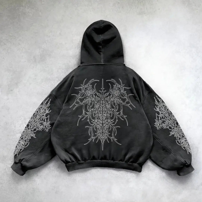 Harajuku Y2K Vintage Punk Solid Color Printed Men Casual Hoodie American Gothic Fashion Couple Casual Hoodie Sweatshirt