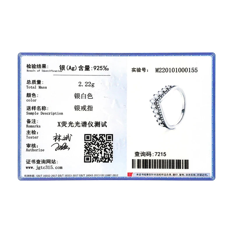 Modian Fashion 100% Real 925 Sterling Zircon Crown Finger Ring Classic Stackable Silver Jewelry for Women Wedding Christmas Gift