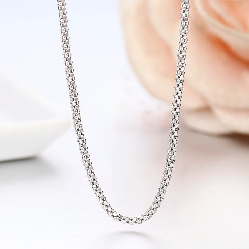 14"-26" 35-65cm 1.3mm Thin 925 Sterling Silver Corn Chain Necklace Women Choker Men Jewelry Colar Collier Collares Mujer Kolye