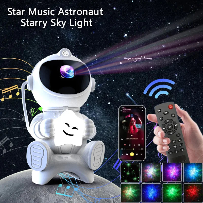 Astronaut LED-stjärnprojektor nattlampa med Bluetooth-högtalare