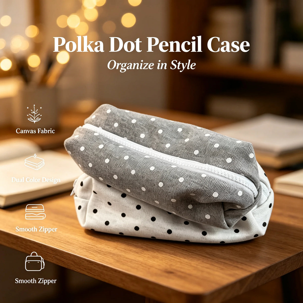 Polka Dot Design Pencil Case Large-capacity Soft Touch Pen Bag Stationery Pouch Stationery Organizer Back To School