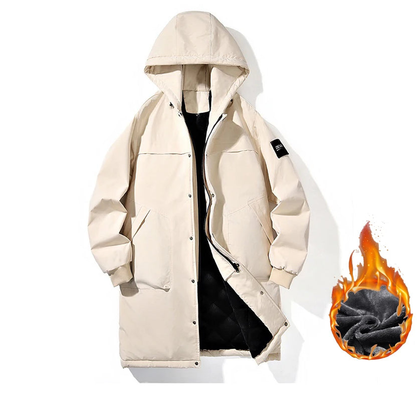 Gabardina larga para hombre con capucha, cortavientos de forro polar, extragrande 9XL
