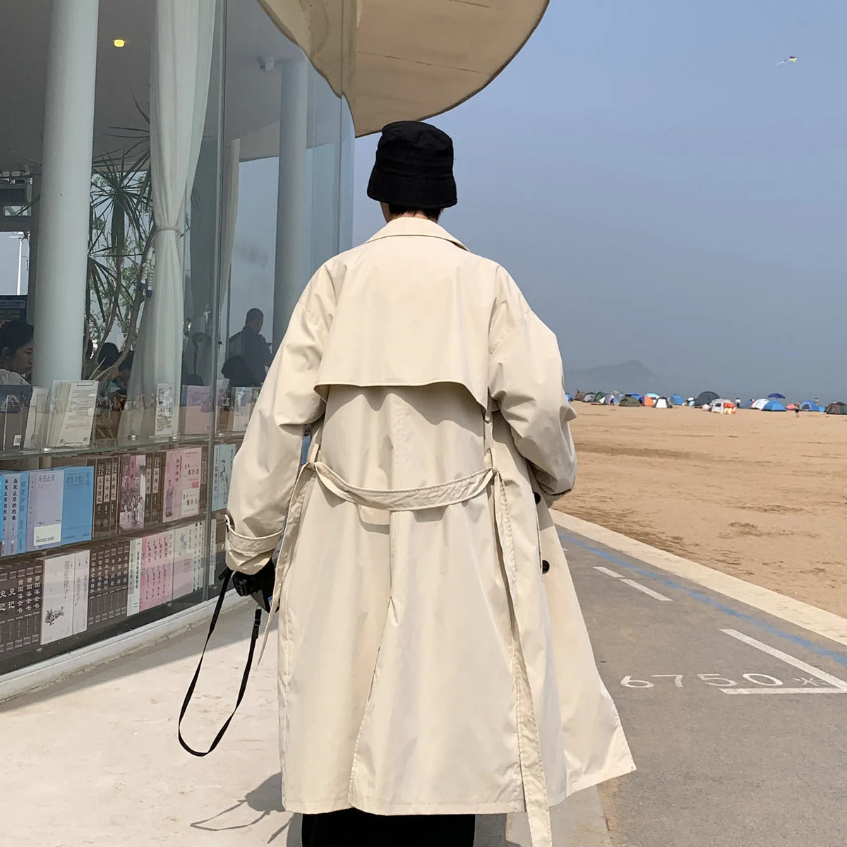 Korean Style Spring Trench Coat Male Streetwear Windbreaker Trenchcoat Men Solid Business Casual Loose Long Overcoat