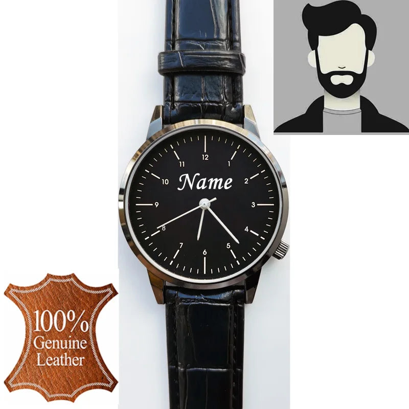 Grabado personalizado gratuito con su nombre, logotipo o texto. Reloj de pulsera para hombre y mujer, resistente al agua 3 ATM, reloj personalizado.