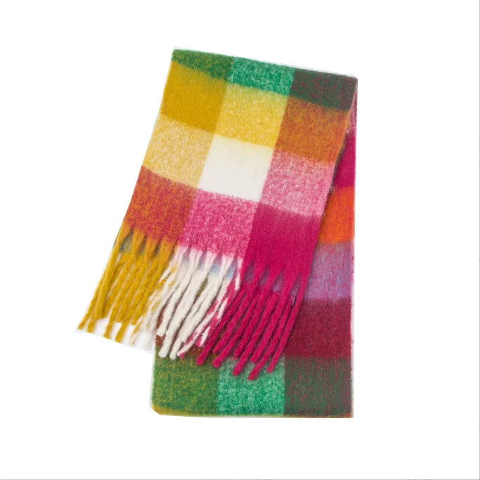 2026 Winter Thick Warm Scarf Women Cashmere Shawl and Wraps Pashmina Neckerchief Bufanda Female Rainbow Hairy Tessel Echarpe New