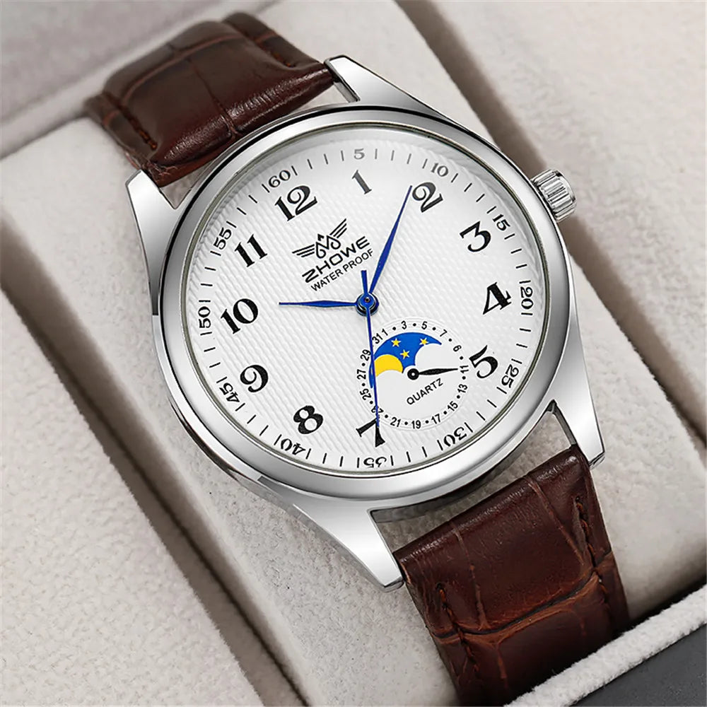 Fashion 2025 New Couple's Watch Simple Calendar Digital Quartz Watch Casual Black Leather Ladies Clock Dress Watches