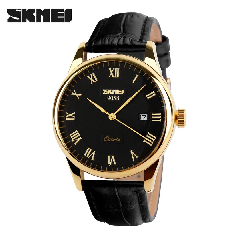 Reloj SKMEI 9058 de cuarzo con correa de cuero para hombre y mujer