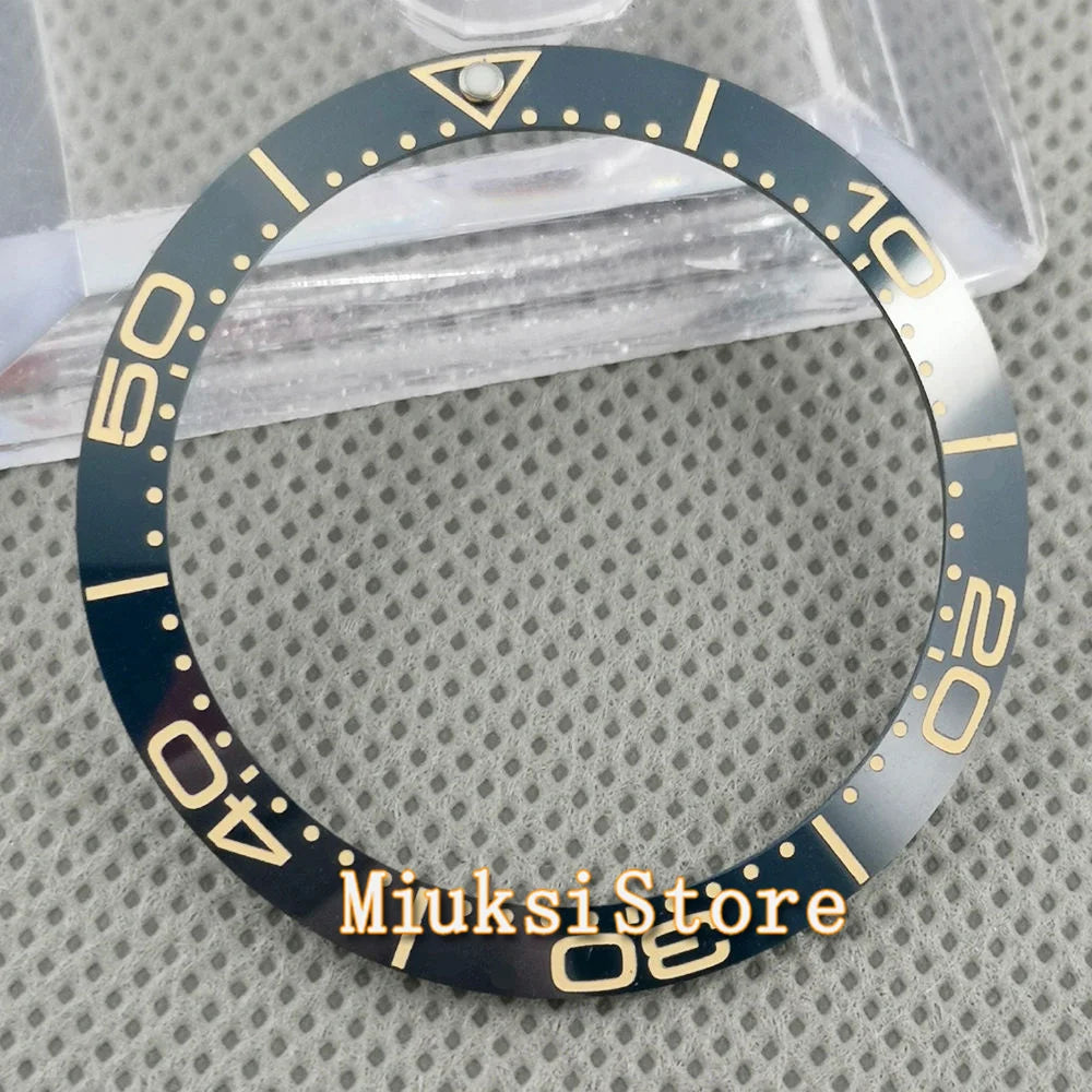 Inserto de bisel de cerámica negro, azul, blanco y verde de 38 mm para reloj automático para hombre Submariner de 40 mm