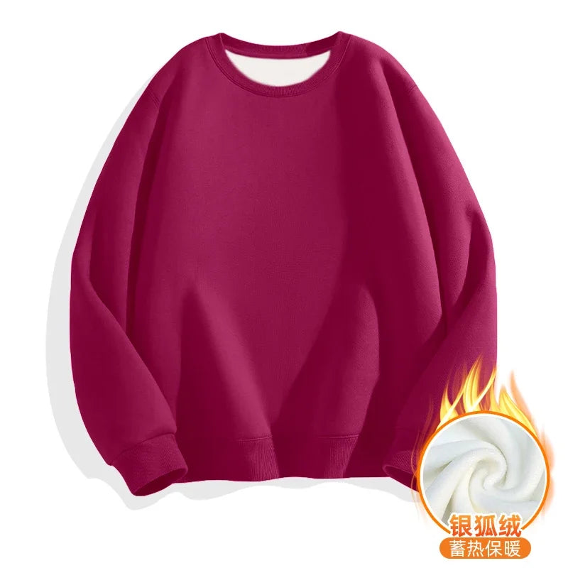 LEGIBLE Autumn Winter Woman's Hoodies Oversize Female Loose Solid Thicken Fleece Warm Women Sweatshirts Lady