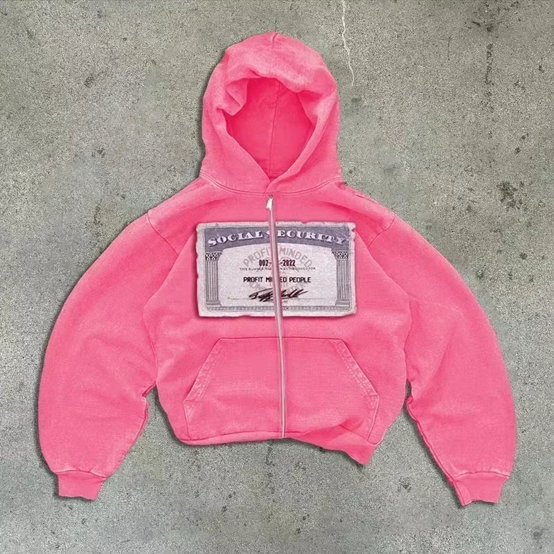 Korean Fashion Simple Gray Double Sided Oversized Zipper Hoodie Women Y2K New Harajuku Gothic Casual Joker Couple Sweatshirt