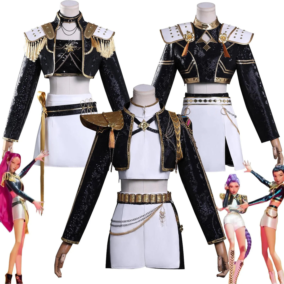 Kpop Cosplay Costume Set for Girls Polyester Pants Dress Top Suit