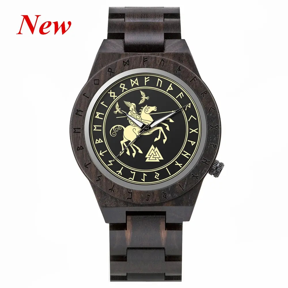BOBO BIRD Watches for Man Viking Odin Rune Men Quartz Wristwatches Cultural Totem Dail With Wooden Strap Reloj De Hombre