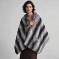 Women's Faux Fur Shawl Cape with Gradient Design and Side Pockets