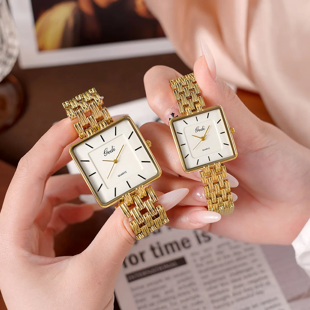 Ultra-Thin Waterproof Square Couple Watches Stainless Steel