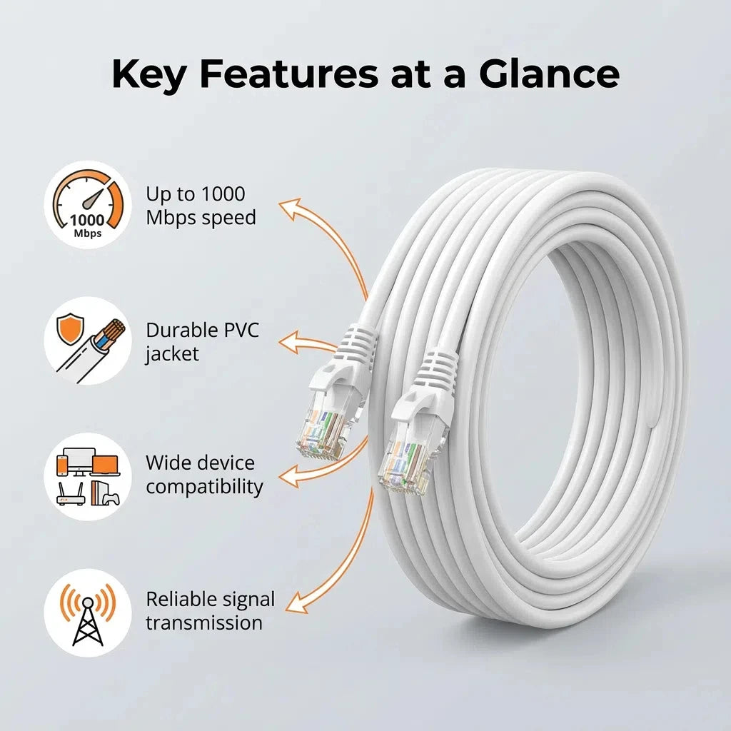 Cat6 Ethernet Cable UTP RJ45 LAN Network Cord 0.5-50m