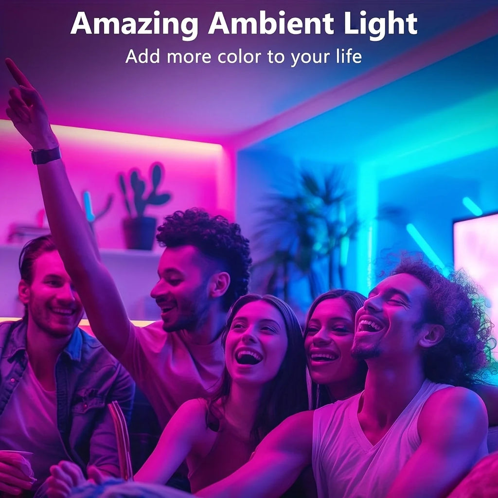 RGB LED Strip Lights TV Background 3 Keys Button Control Flexible Adhesive Tape Suitable for Game Room Halloween Christmas Decor