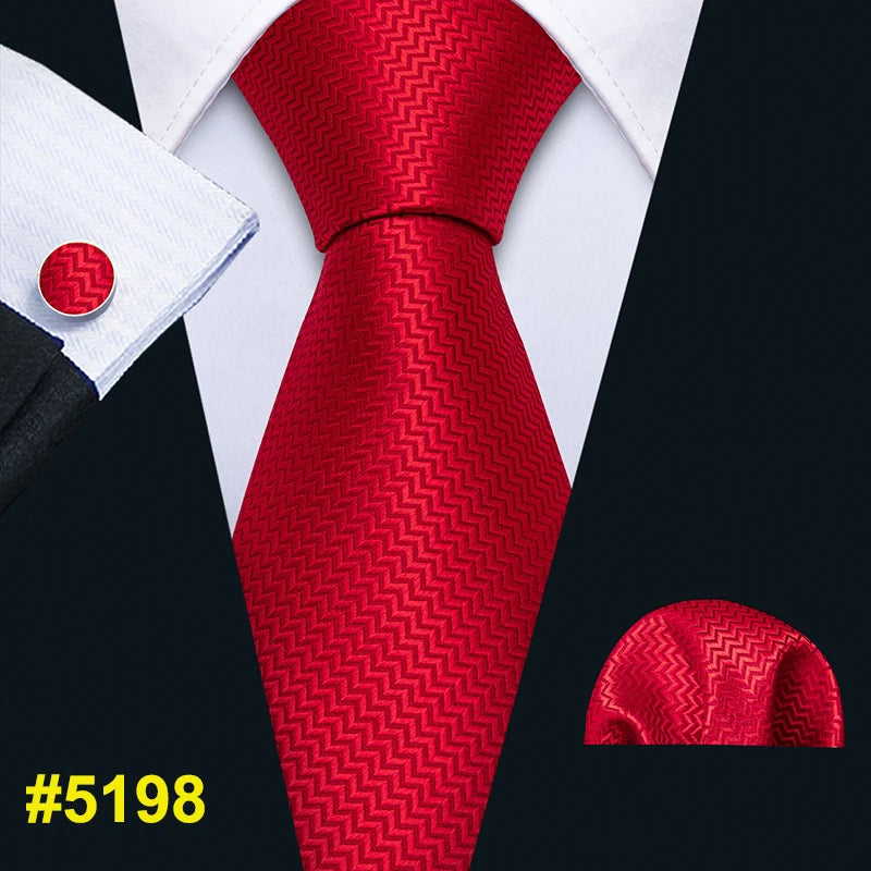 Nuevo conjunto de corbata y pañuelo de seda a cuadros rojos para hombre, corbatas de diseñador de moda Barry.Wang de 8.5 cm para fiesta, dropshipping FA-5151