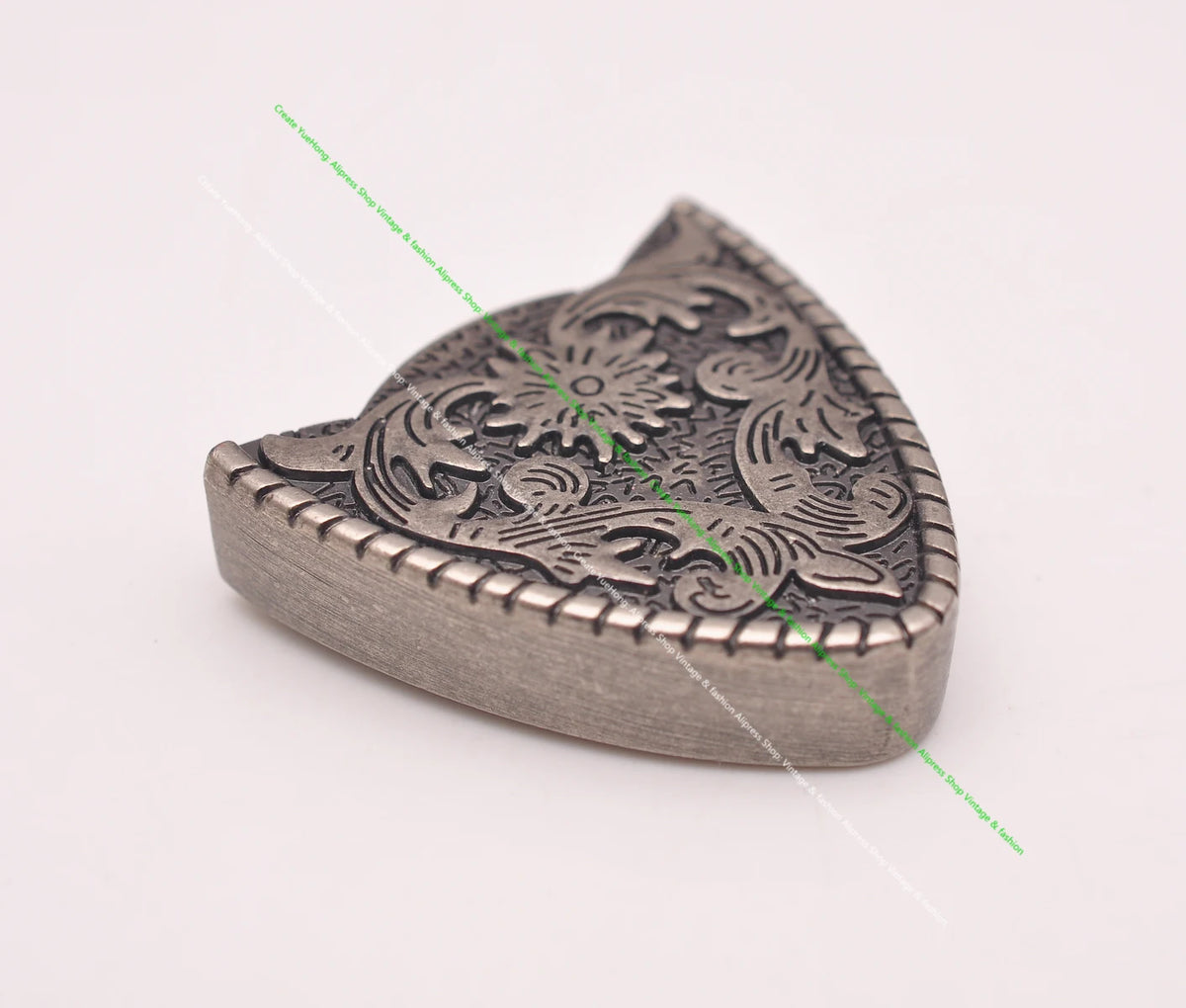 Heavy Duty Cowboy Western Floral Engraved Antique Silver Belt Buckle Set 1-1/2"