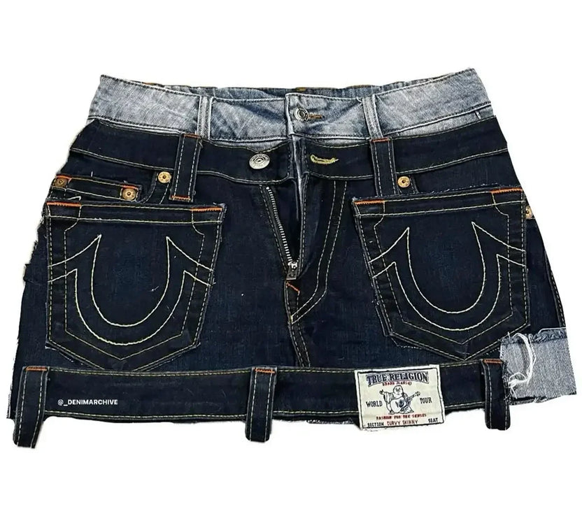 Krótka spódnica jeansowa w stylu Y2K Gothic Punk, damska, w stylu Harajuku, retro, z naszywkami, zapinana na zamek, streetwear, niska talia, vintage, minispódnica jeansowa