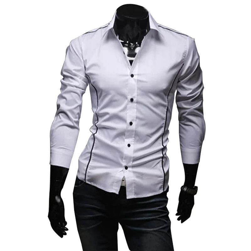 Slim Fit Mens Striped Shirts 2025 Long Sleeve Gray Male Striped Shirts Camisa Social Clothes Chemise Homme Camisas Para Hombre