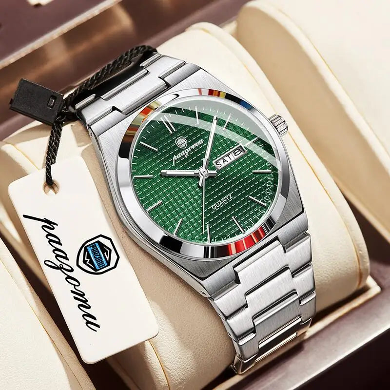 Reloj personalizado PAAZOMU de lujo para hombre, cronógrafo moderno, luminoso, resistente al agua, con fecha, reloj de cuarzo para hombre
