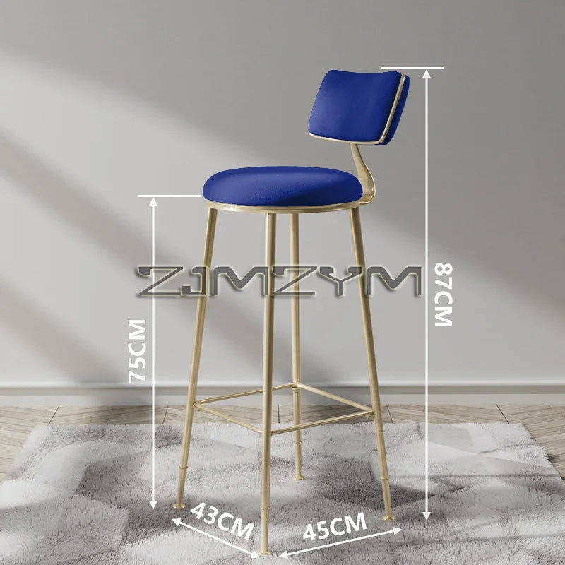 Nordic Light Modern Metal Bar Stool Portable Bar Stools Nordic Style Living Room High Chair Back Bar Stool