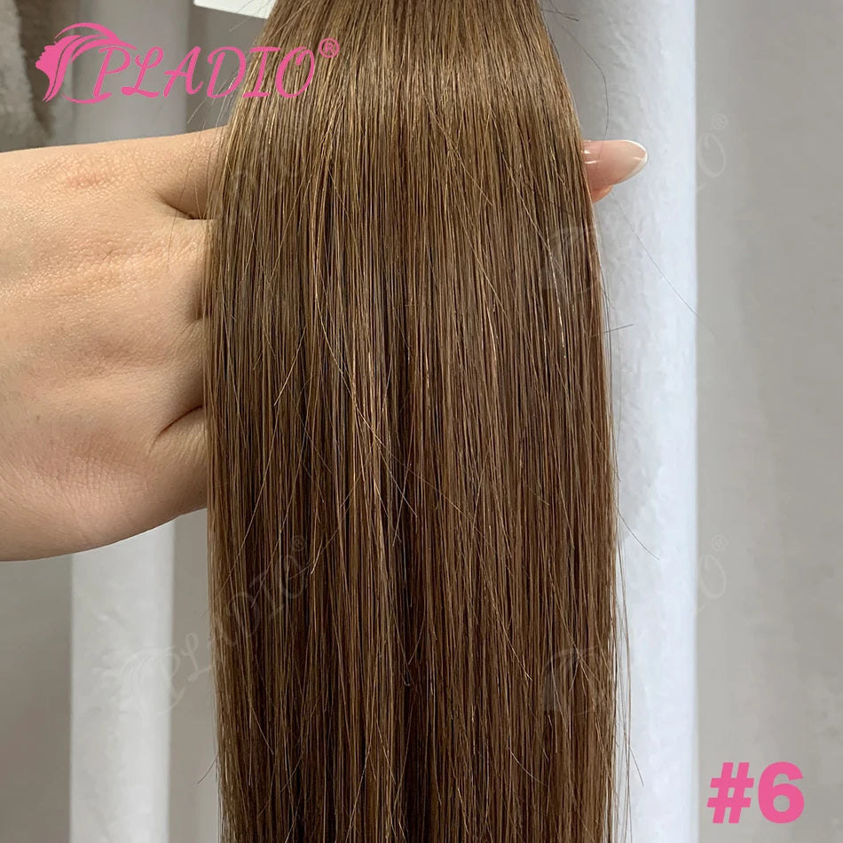 PLADIO Straight I Tip Hair Extensions Human Natural Hair Extensions Keratin Capsule Original Human Hair 12-26 Inch 50pcs 100pcs
