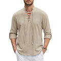 Men's Renaissance Shirt Pirate Medieval Viking Top Cotton Linen Shirts Men Long Sleeved Halloween Costume