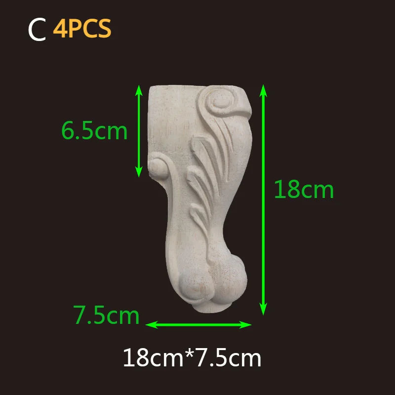 2-4pcs Wood Furniture Legs Sofa Couch Chair Ottoman Loveseat Coffee Table Cabinet Feet Bun Foot Wood Bend Appliques Onlays