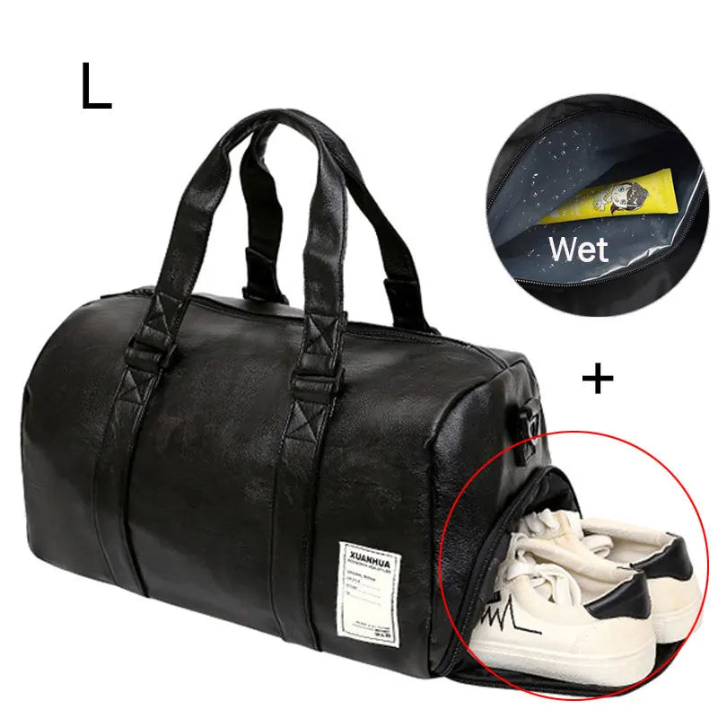 Sporttasche aus Leder Trainingstasche mit Nassfach für Herren, für Schuhe Fitness Yoga Reisegepäck Umhängetasche Sportbeutel XA512WD