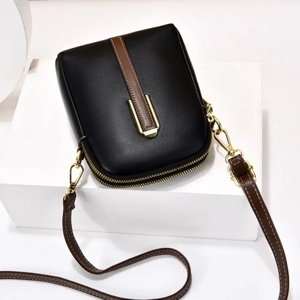 Retro Mini Women's PU Leather Crossbody Shoulder Bag with Zipper