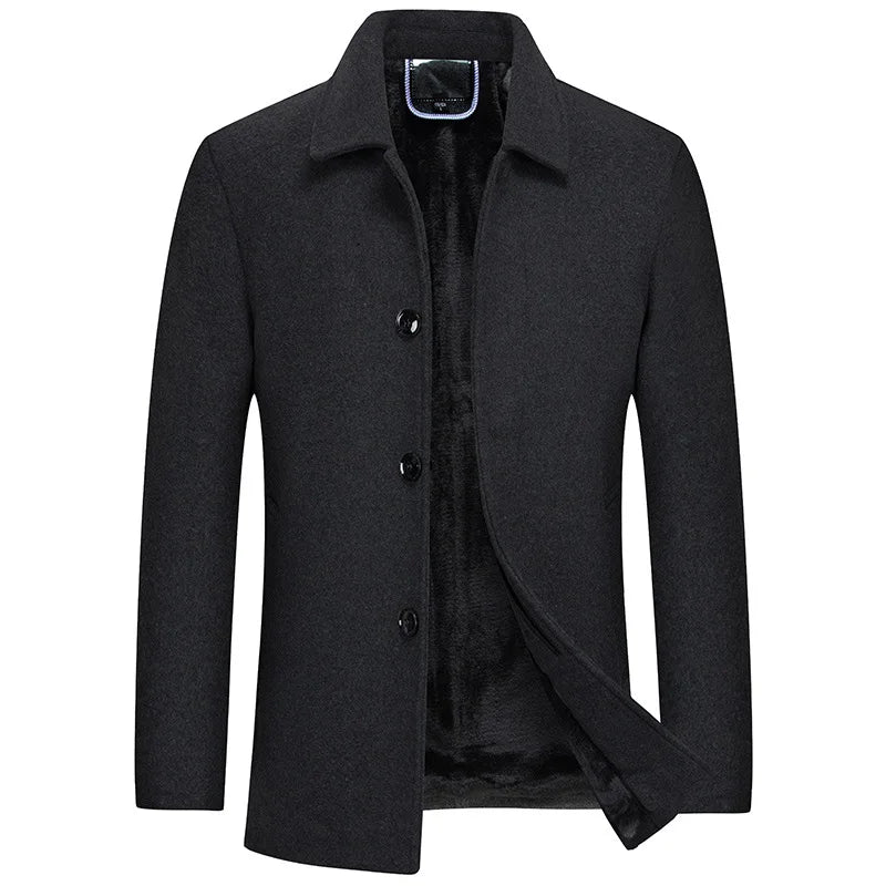 Chaqueta de corte ajustado para hombre en mezcla de lana y algodón con forro polar para otoño e invierno