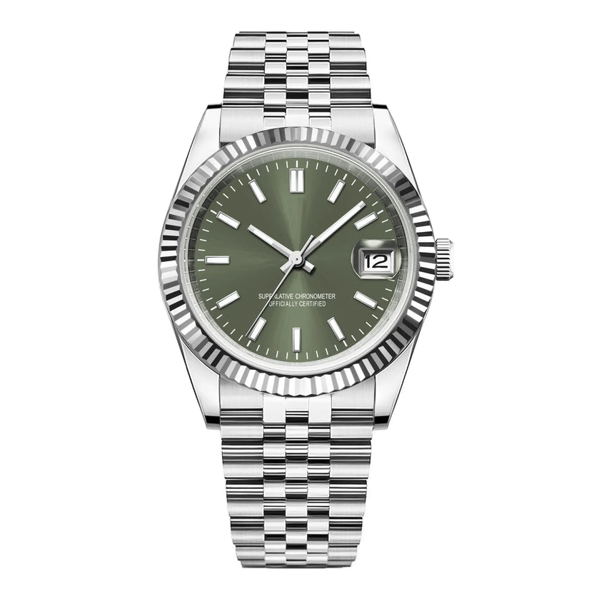 Męski zegarek z personalizowanym logo, mechanizm NH35, 36mm/39mm, szafirowe szkło, złoty zegarek, mechaniczny zegarek na rękę, wodoszczelność 100M, Reloj Hombre