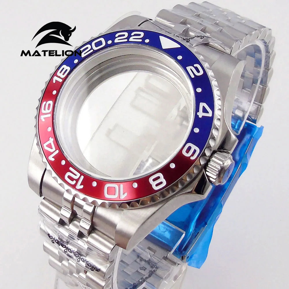 Koperta do zegarka Matelion 200M do nurkowania 40mm, pasuje do mechanizmów NH35 NH36 NH34 GMT ETA 2824 PT5000, bransoleta typu Jubilee, szkło szafirowe, zapięcie przesuwne