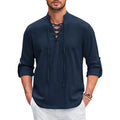 Men's Renaissance Shirt Pirate Medieval Viking Top Cotton Linen Shirts Men Long Sleeved Halloween Costume